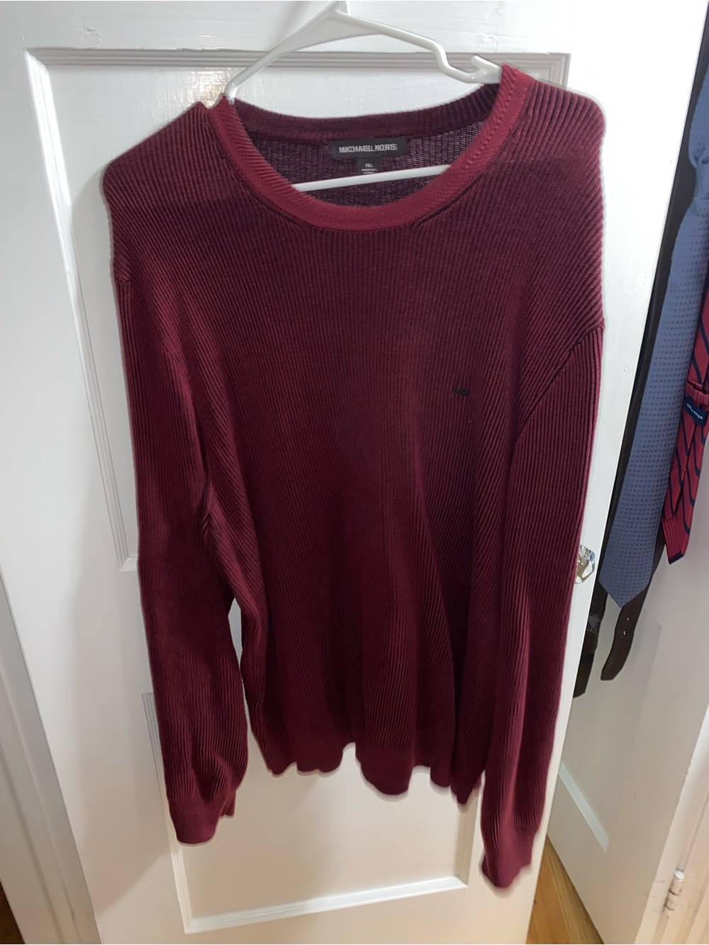 Michael Kors Burgundy Ribbed Crewneck Sweater